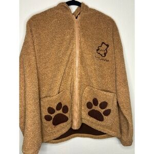 Tutu Anna Brown Teddy Bear Paw Print Fleece Zip Up Hoodie Jacket